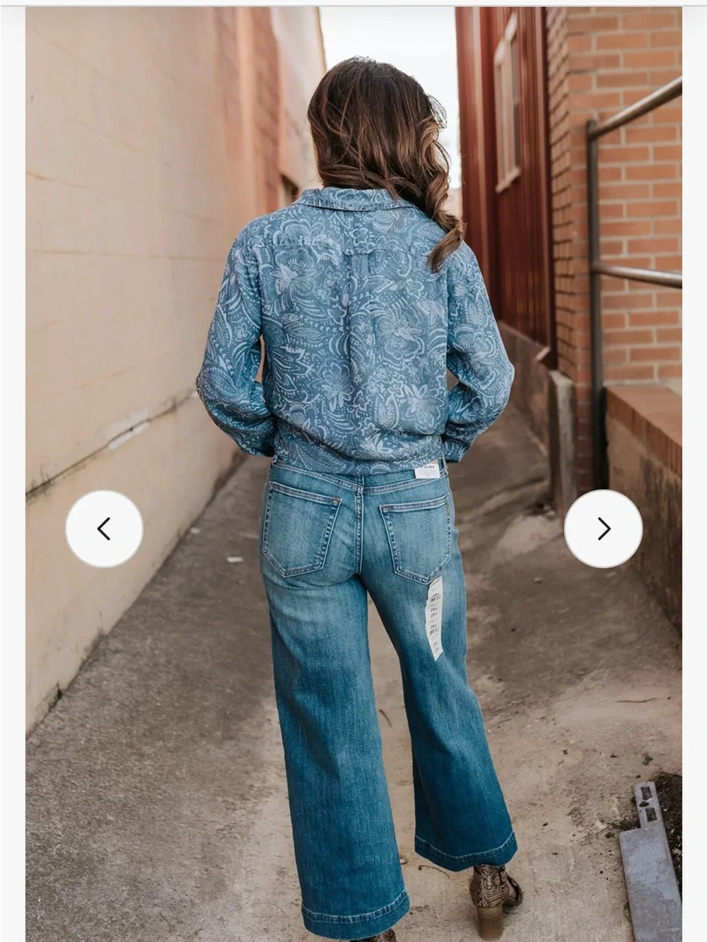 Ariat Blue Cropped Wide-Leg Jeans